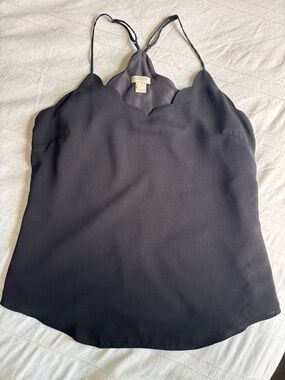 J. Crew Black Scallop-Edge Camisole
